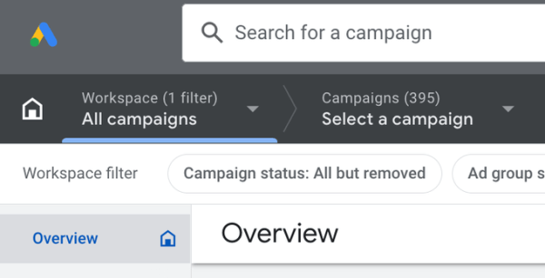 В Google Ads появились новые иконки на панели навигации и фильтр «Workspace» В Google Ads появились новые иконки на панели навигации и фильтр «Workspace»