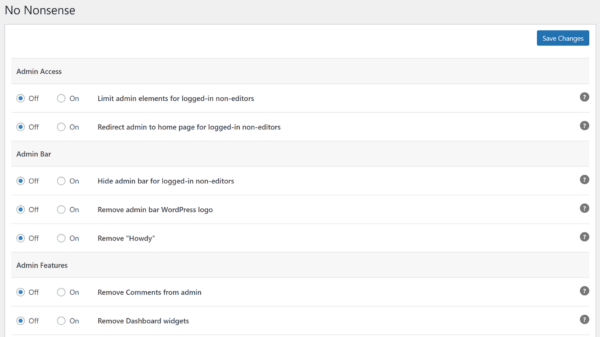 Отключаем ненужный функционал WordPress с помощью плагина No Nonsense