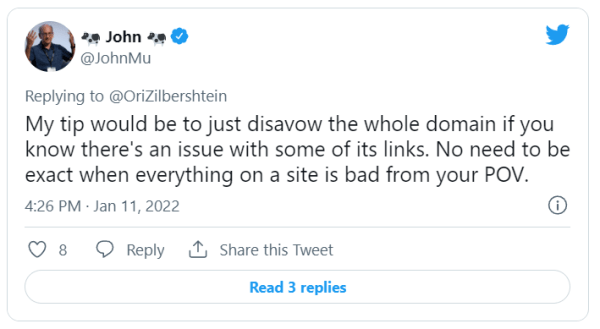 Google рекомендует отклонять весь домен, а не отдельные URL Google рекомендует отклонять весь домен, а не отдельные URL
