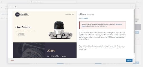 Кастомайзер может исчезнуть у части пользователей блочных тем в WordPress 5.9