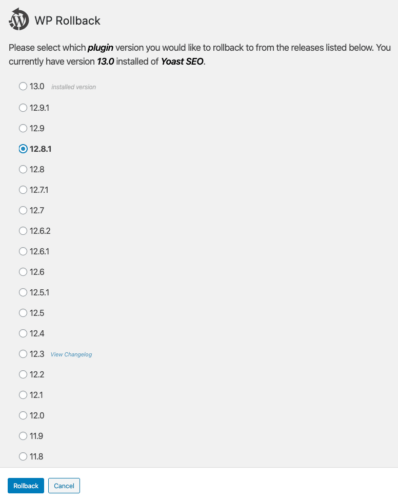 Как откатиться к прошлым версиям WordPress (для решения проблем с плагинами и темами) Как откатиться к прошлым версиям WordPress (для решения проблем с плагинами и темами)