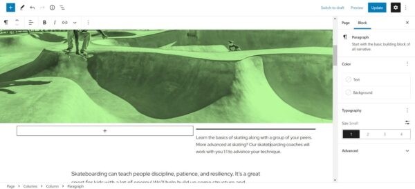 Skatepark: яркая блочная WordPress-тема для компаний
