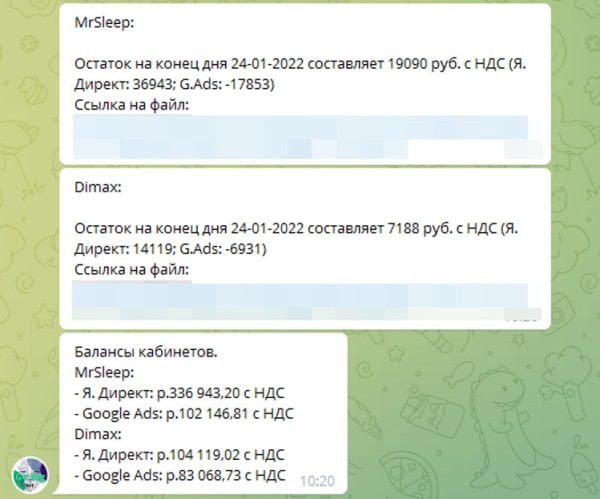 Как настроить сбор любых данных из личных кабинетов Яндекс Директа и Google Ads и их отправку в Telegram Как настроить сбор любых данных из личных кабинетов Яндекс Директа и Google Ads и их отправку в Telegram