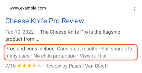 
            Google позволил указывать плюсы и минусы продукта в сниппетах товарных обзоров
        