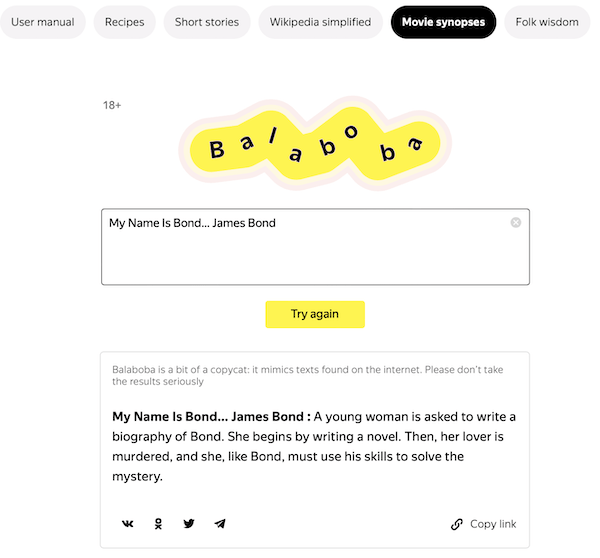 
            Яндекс выпустил двуязычную версию Балабобы
        
