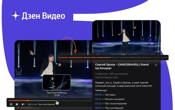 Дзен позволил разбивать длинные видео на эпизоды и добавлять таймкоды
         
            Дзен позволил разбивать длинные видео на эпизоды и добавлять таймкоды