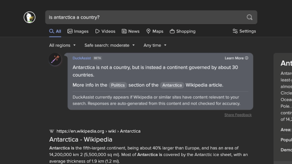 В поиске DuckDuckGo появился инструмент на основе генеративного ИИ
В поиске DuckDuckGo появился инструмент на основе генеративного ИИ