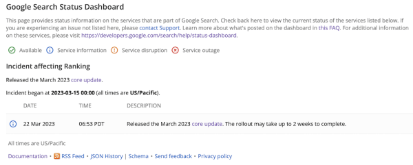Google добавил на панель мониторинга состояния поиска информацию об апдейтах
Google добавил на панель мониторинга состояния поиска информацию об апдейтах