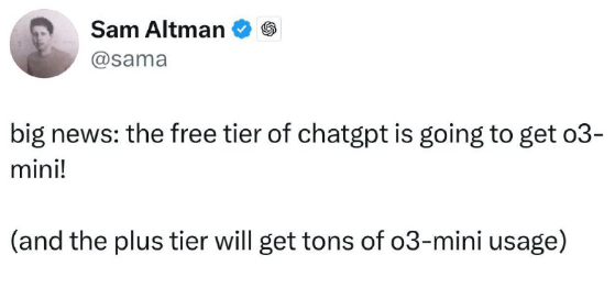 OpenAI откроет доступ к новой модели o3-mini в бесплатной версии ChatGPT