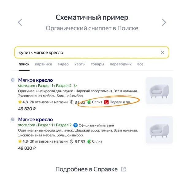 Яндекс позволил продавцам показывать в Поиске информацию о возможности оплаты частями