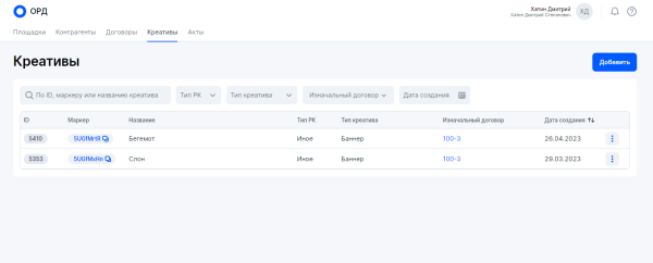 Оформление разаллокации в ОРД для рекламных агентств при маркировке интернет-рекламы
         
            Оформление разаллокации в ОРД для рекламных агентств при маркировке интернет-рекламы